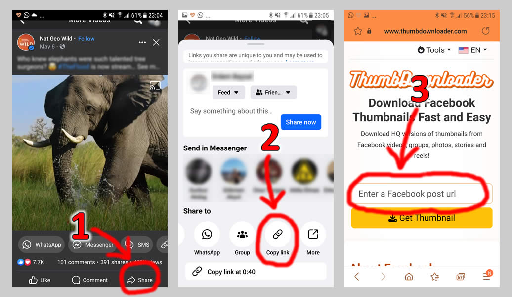 Simple guide to download thumbnails from Facebook - for mobile devices